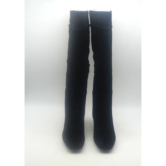 NEW Sam Edelman Women's 6.5 Lyla Black Suede Knee High Heel Boots WIDE CALF - Picture 5 of 12